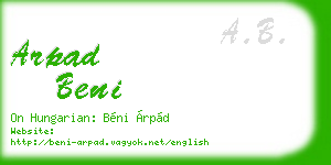 arpad beni business card